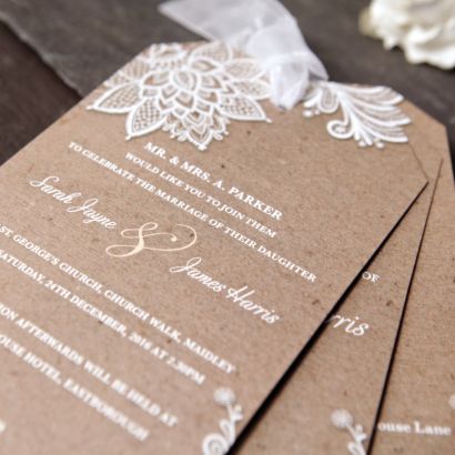 Chiffon & Lace Evening Invitation | Wedding Stationery
