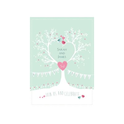 Silver entwined hearts wedding invitations