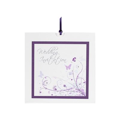 Cadbury purple butterfly wedding invitations